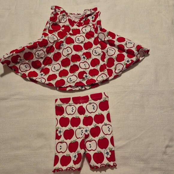 Gymboree girls size 3-6 months apple dress EUC with matching bike shorts Nwot - Picture 3 of 6